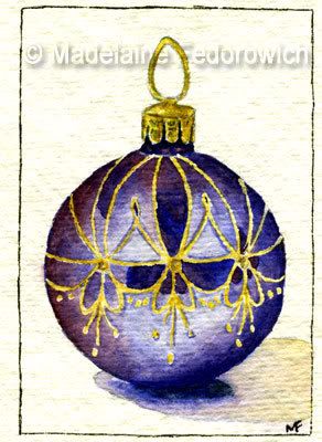 Blue Christmas Bauble ACEO