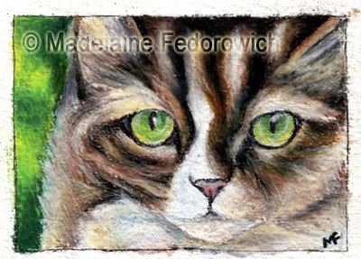 Green Eyes Cat ACEO