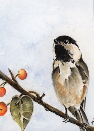 watercolour chickadee painting