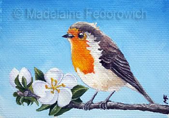 oil robin painting