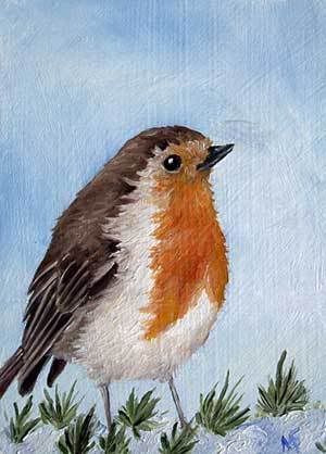 robin bird oil painting