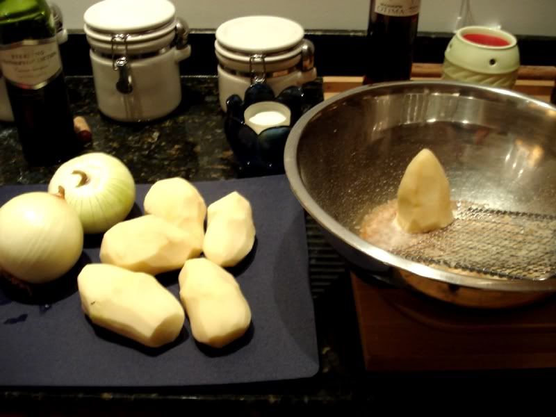 Grating potatoes and onion