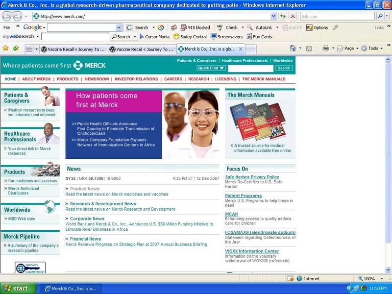 Merck Home Page on 12/13