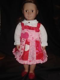 Pretty Valentine Dolly Dress - Optional matching "big girl" dress YPS