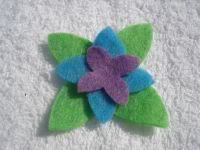 Purple and Blue Flower Felt Hair  Clips - with leaves