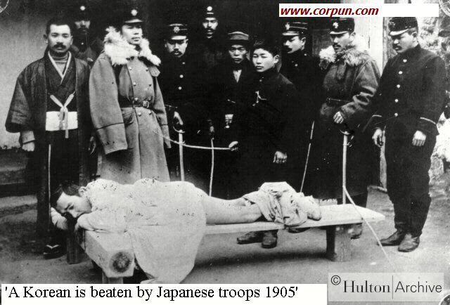 A Korean is beaten by Japanese troops 1905