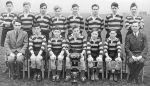 Harry Tonge and headteacher Mr Wilmot with the 1952 rugby league team.