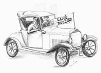 Drawing of old motorcar