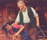 Grandfather prepares Peter for corporal punishment!