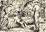 Army private caned in Burma (Artist's impression)