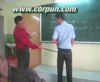 Schoolboy being caned