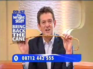 Matthew Wright with a cane