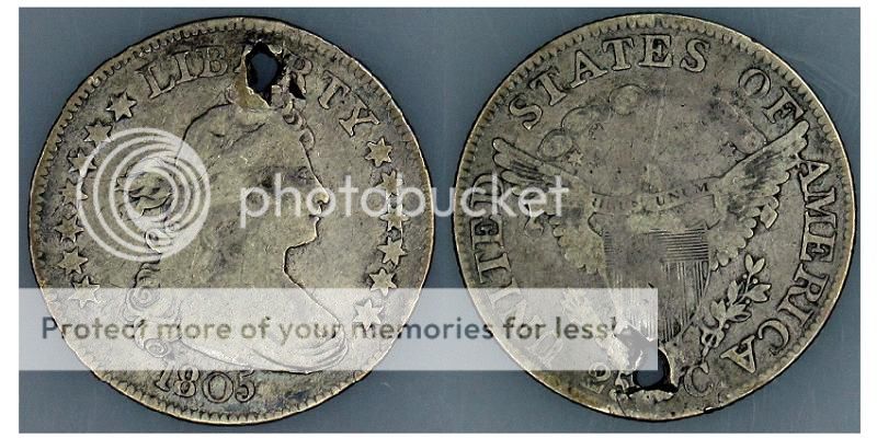 Holey 1805 Draped Bust Quarter Heraldic Eagle Reverse