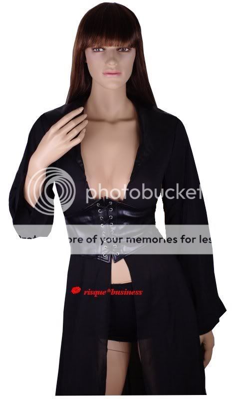  Black Frock Coat Fancy Dress Costume Waist Cincher Hotpants XL