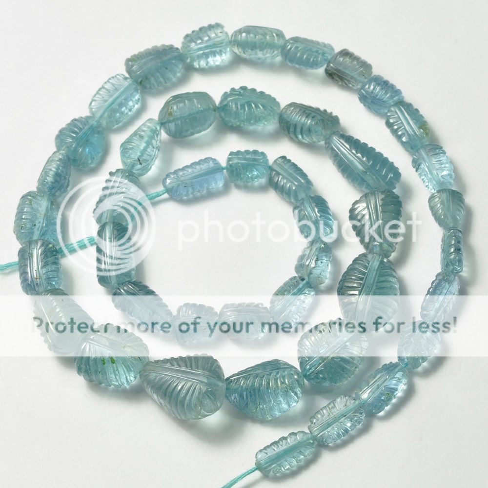 Nigerian Aquamarine Carved nugget Bead 16.5 Strand  