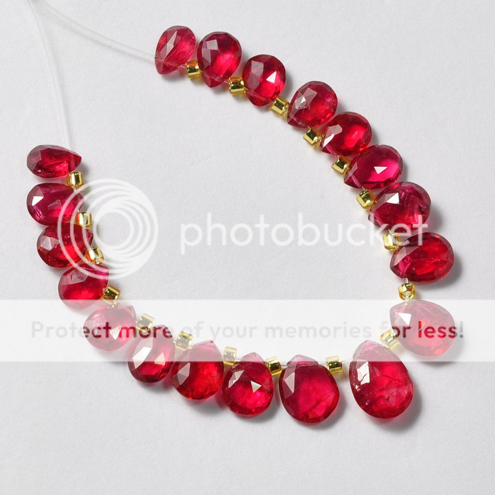 Ruby Red Spinel Faceted Pear Briolette Beads (19)  