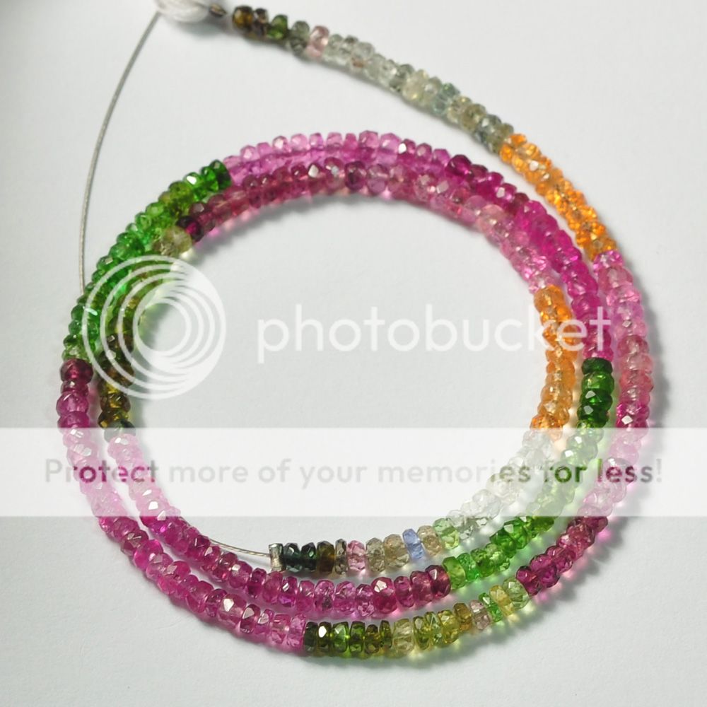 Pink Chrome Green Golden Tourmaline Faceted Rondelle Beads 14  