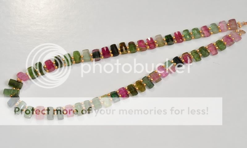 Pink Green Blue Tourmaline Double Drilled Crystal Beads 17 inch strand 