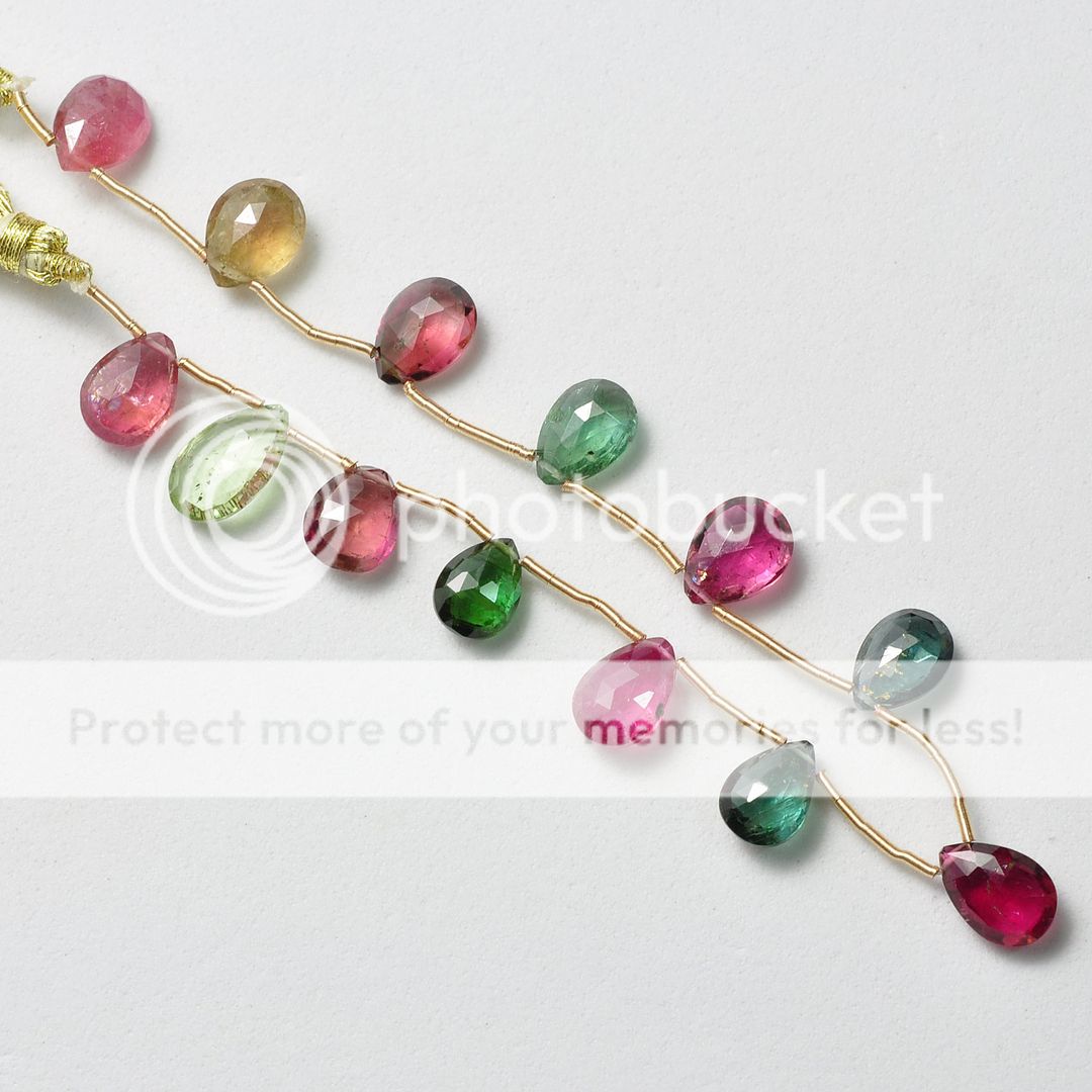 Nigerian Tourmaline Faceted Pear Briolette Beads 7  