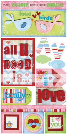 Bo Bunny LOVE BIRDS Cardstock Stickers Scrapbooking  